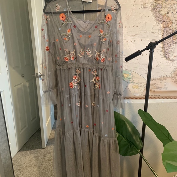 Tulle Maxi Dress - Embroidered Flowers - Size M - Picture 8 of 8